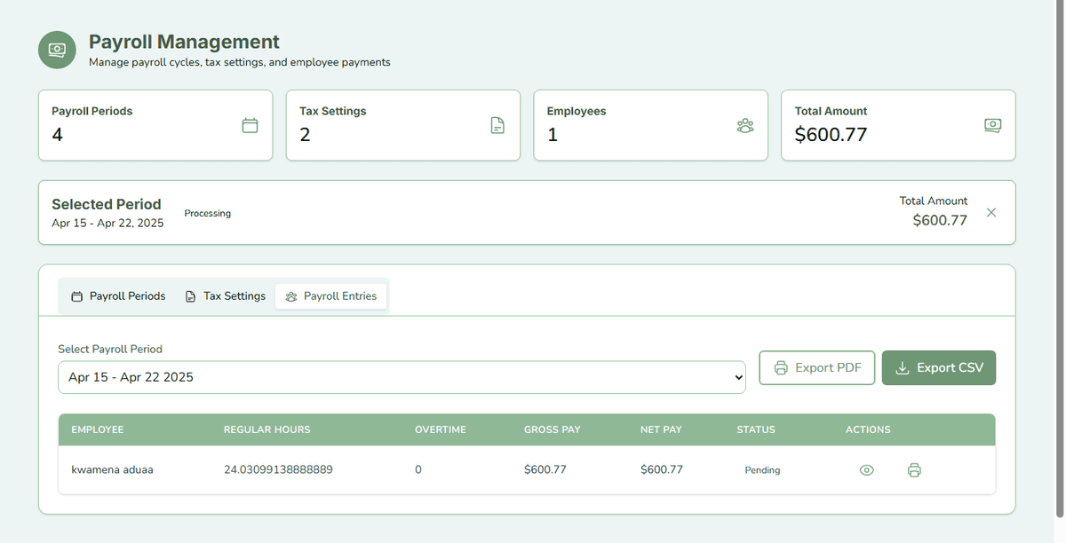 Handle taxes, pay types, and generate pay stubs with our comprehensive payroll solution.